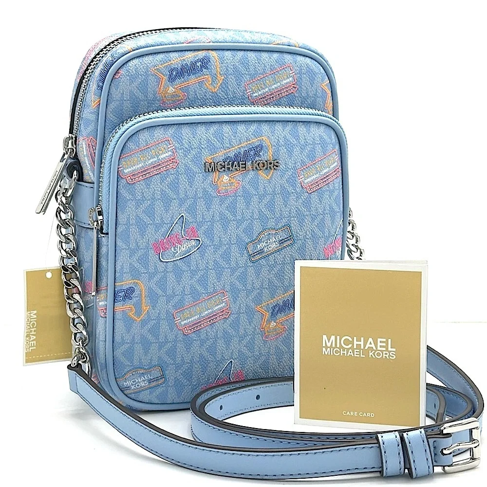 MICHAEL KORS Jet Set Medium Printed Signature Logo Crossbody NS CHAIN XBODY Bag